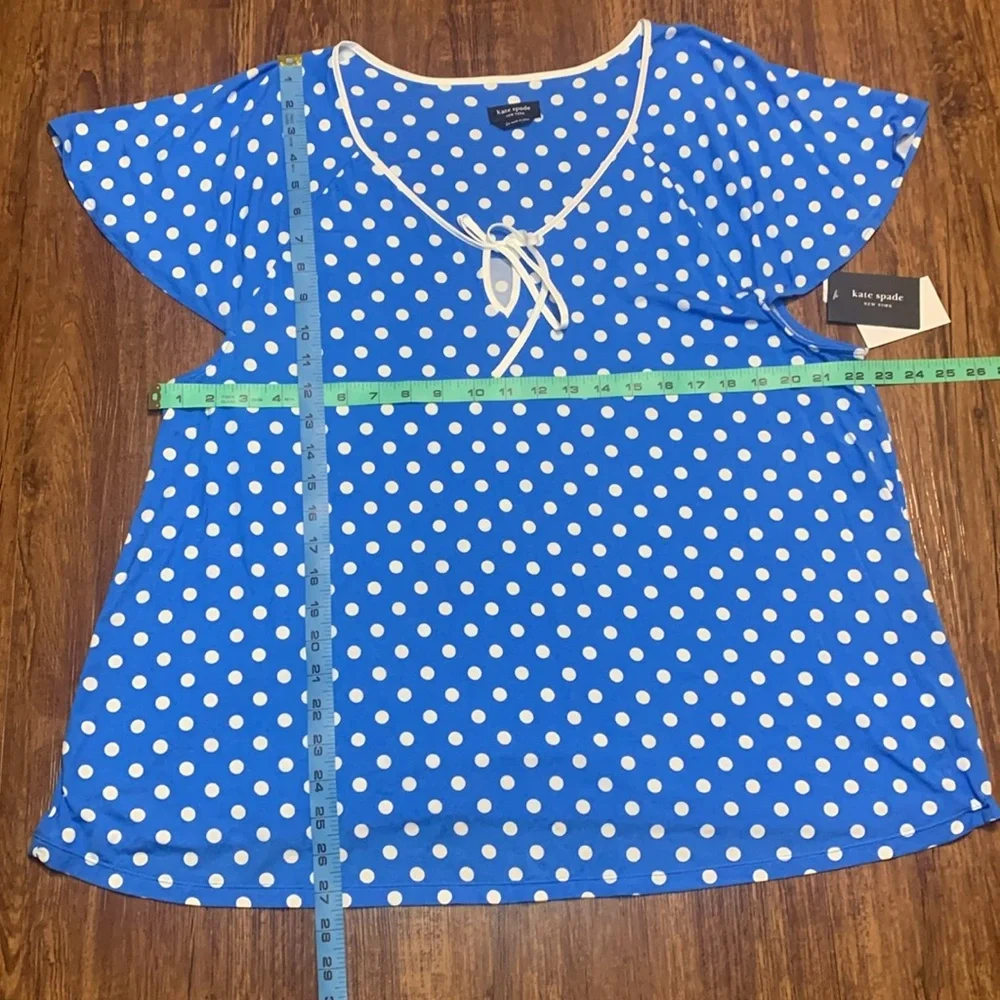Kate Spade Pajamas 2-Piece Top Pants Set Sz 2X Blue White Polka Dot NWT